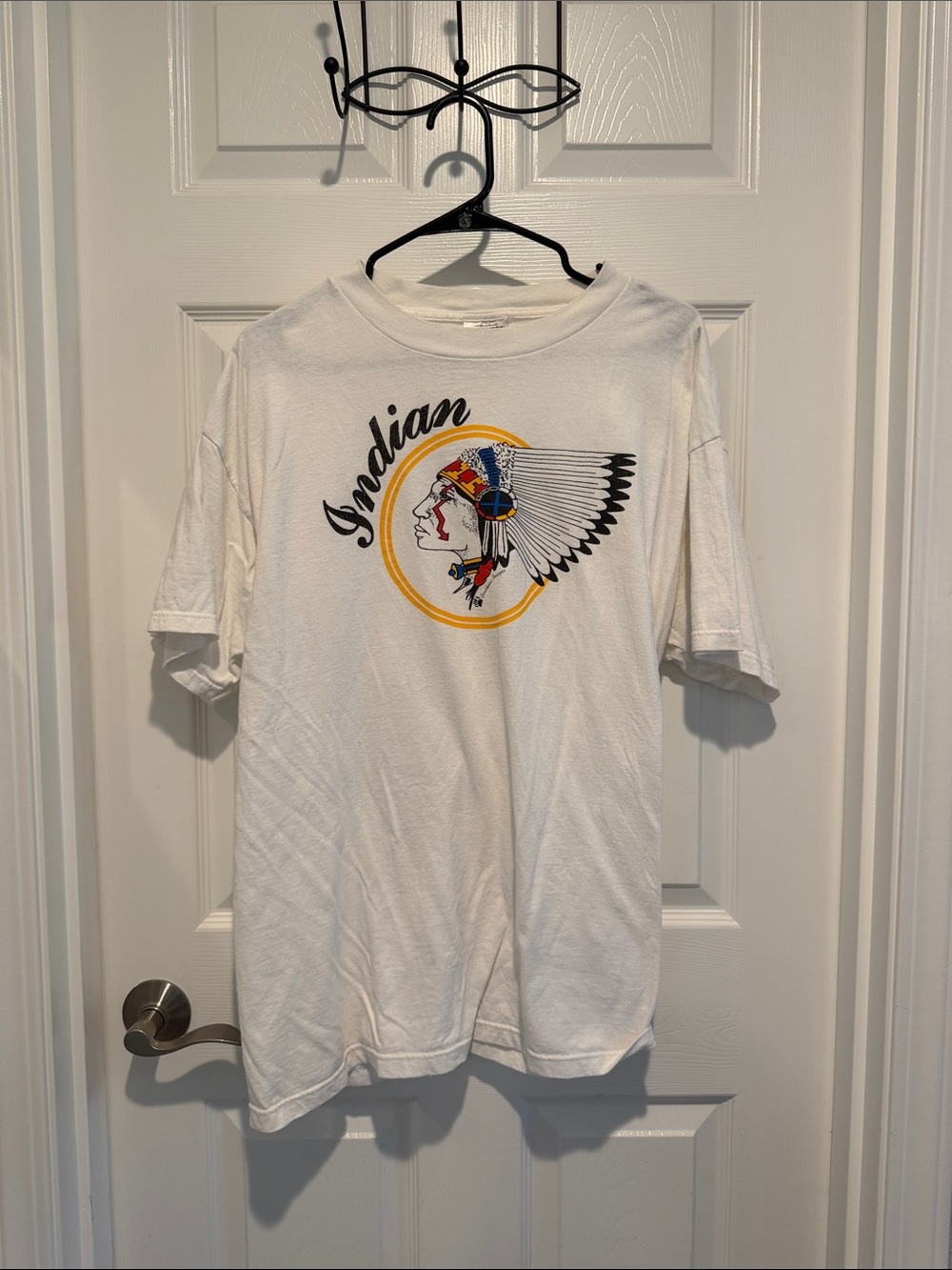 Tultex White Short-Sleeve Tee with Native Headdress Graphic
